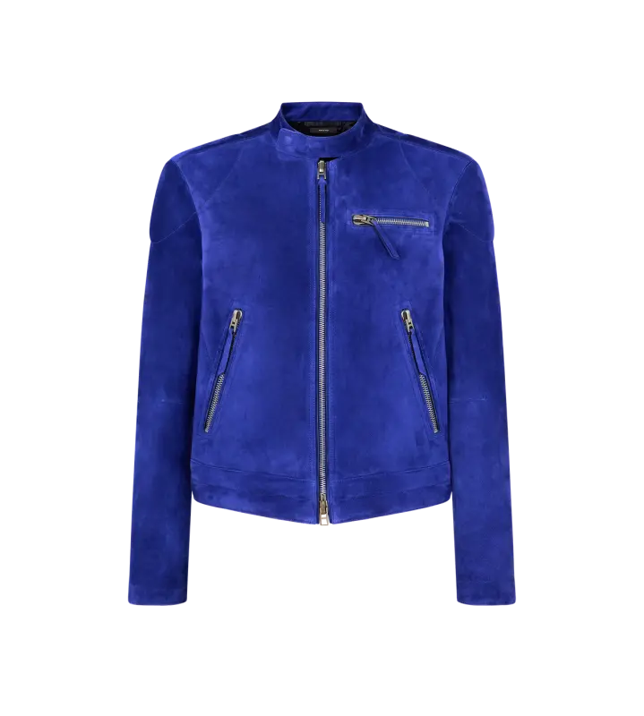 CASHMERE SUEDE BIKER ELECTRIC BLUE online